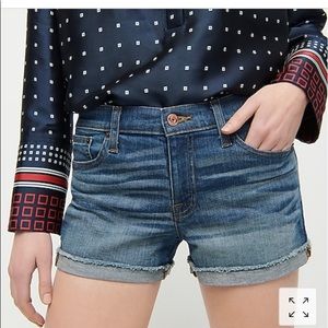 J. Crew Denim Cuffed Raw Hem Jean Shorts